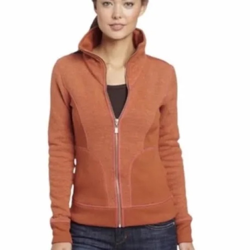 Prana Orange Zip-Up sweater Jacket